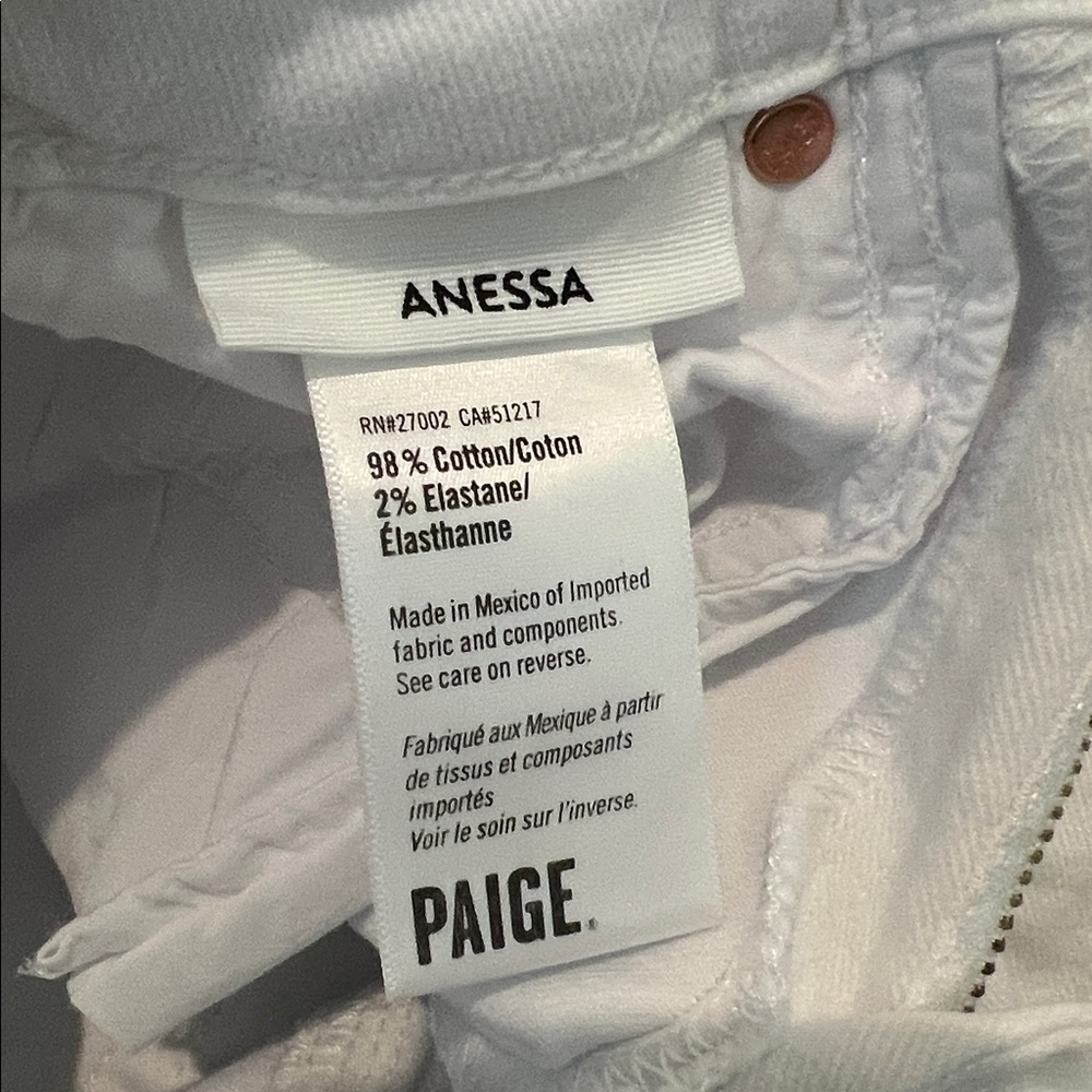NWT Anthropologie PAIGE Anessa High Rise Wide Leg Ankle Jeans Size 23 White - Picture 14 of 16